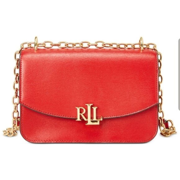 Ralph Lauren Leather Madison Crossbody Handbag Red - Picture 7 of 7